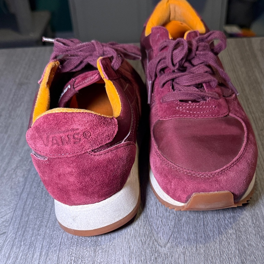 Vans Burgundy Suede Sneakers with Orange Interior - Picture 4 of 6